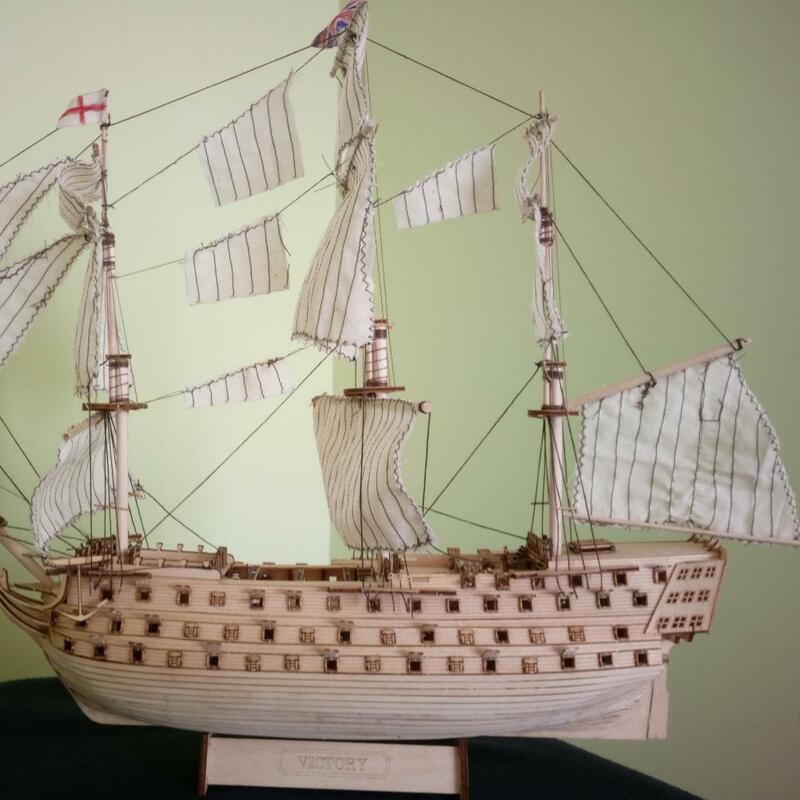 Kuulee DIY Wood Assembled Victory Royal Navy Ship Sailboat Modeling Toy Decoration