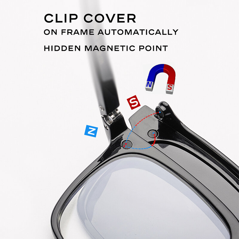 CAPONI Magnet Polarized Clip Glasses Frame Combine 2 In 1 Anti Blue Light Optical Glasses Support Prescription Customized 21033