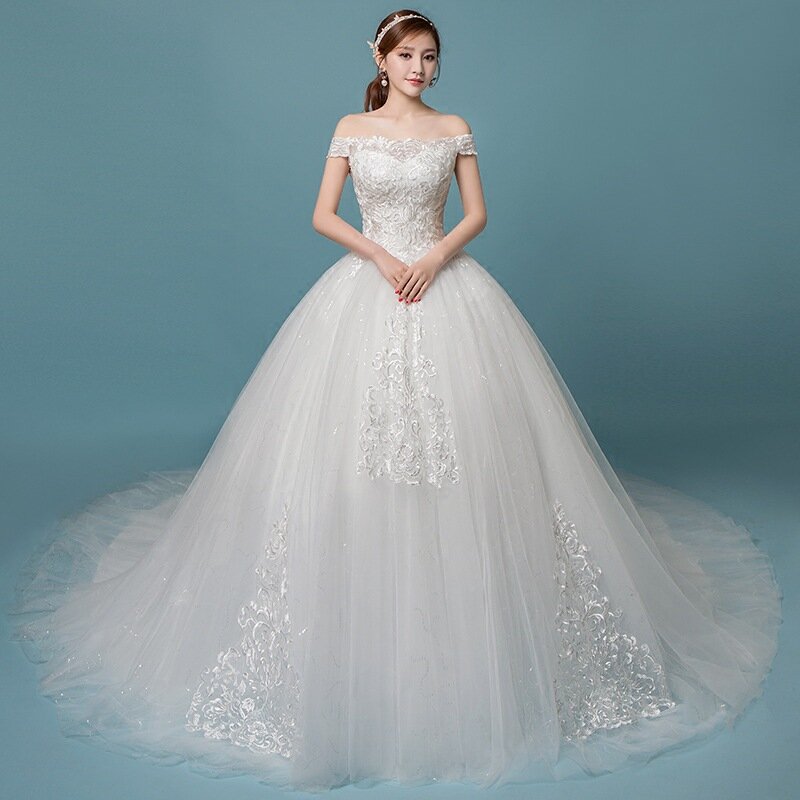 Кружевное Свадебное платье принцессы, простое платье невесты с кружевом, 2021
