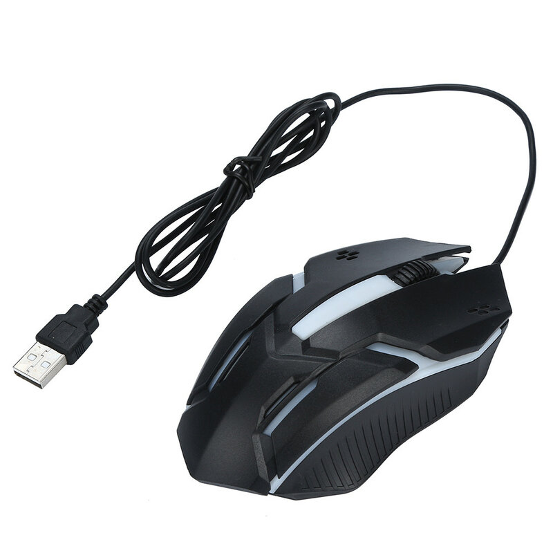 Ratón óptico portátil con luz LED y cable USB, Mouse ergonómico profesional para videojuegos, 2021