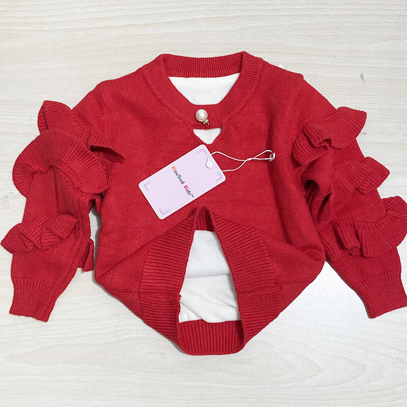 新2020秋のベビーセーター冬子供ニット幼児セーター子供フリルスリーブセーター女の子の基本的なセーター、12M-5Y、 #2376