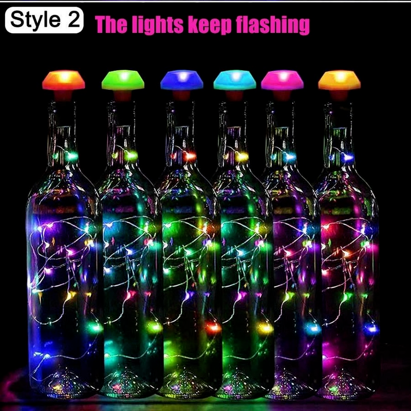 Luces LED de colores para decoración, iluminación Solar de hadas, impermeable, para botella de vino, bodas y Navidad, 3/1 piezas