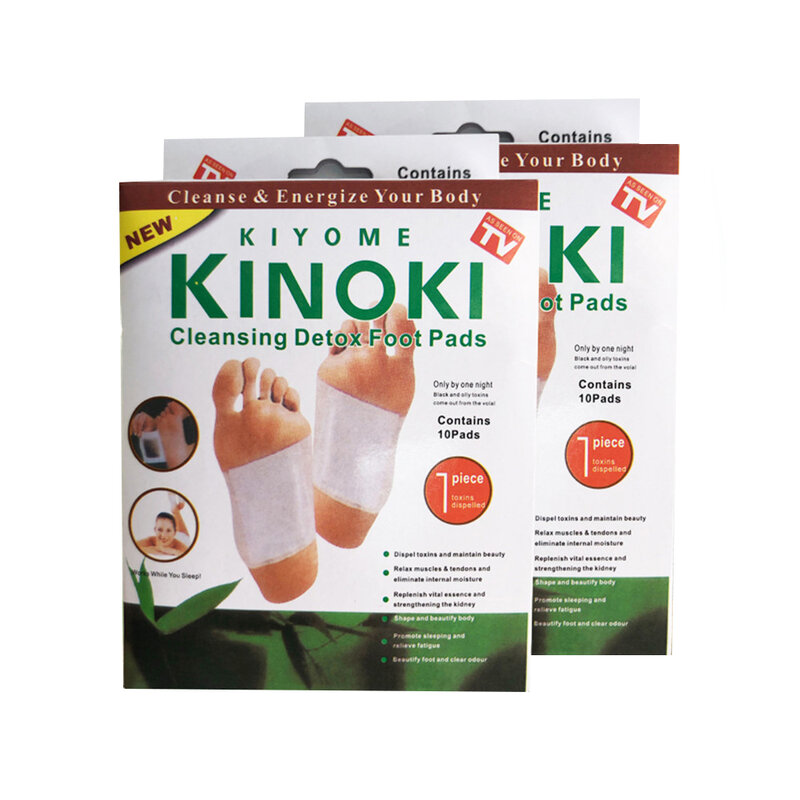 Kinoki-10 almohadillas de piezas para desintoxicación de los pies, parches para el cuerpo, toxinas, limpieza adelgazante, adhesivo Herbal, masajeador de pies caliente