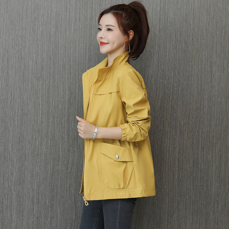 Double Layer Women Windbreaker 2021 New Spring Autumn Short Coat Fashion Plus Size 3XL Stand-up Collar Ladies Jacket Lining