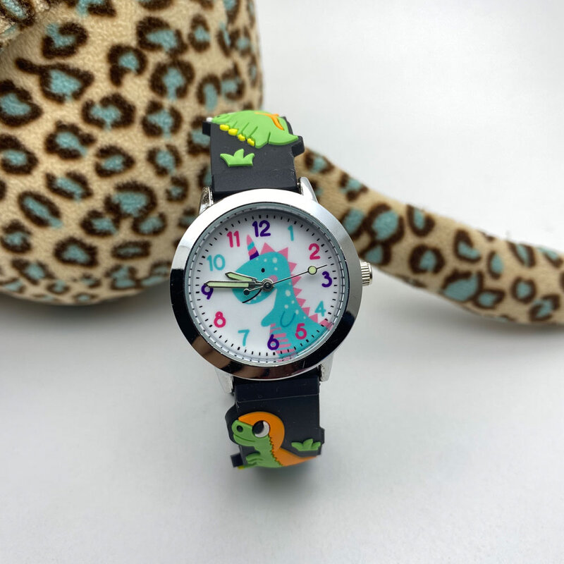 2020 3D Crystal Cartoon Cute Little Dinosaur dla chłopców i dziewcząt zegarki dla dzieci moda kwarcowy zegarek świetlny urodziny prezenty