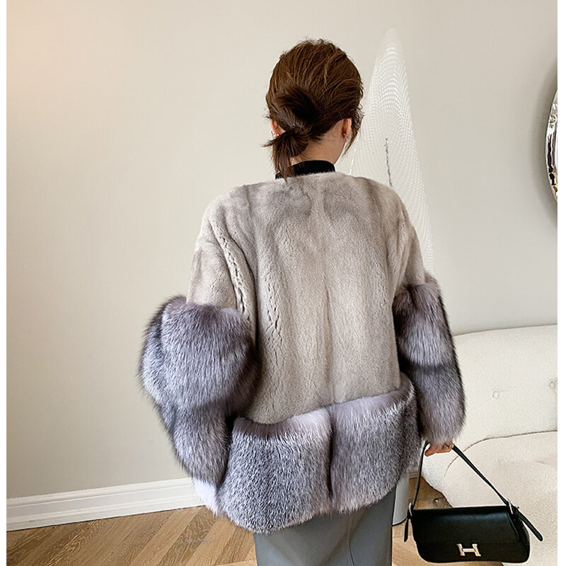 HDHOHR-abrigos de piel de visón 100% Natural para mujer, chaquetas de piel de zorro auténtica, moda femenina, abrigo corto de piel de visón Real 2022