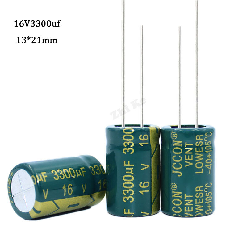 10 шт. 16 В 3300 мкФ 13*21 мм низкий ЭПС алюминиевый электролитический конденсатор 3300 мкФ 16 в электрические конденсаторы высокая частота 20%