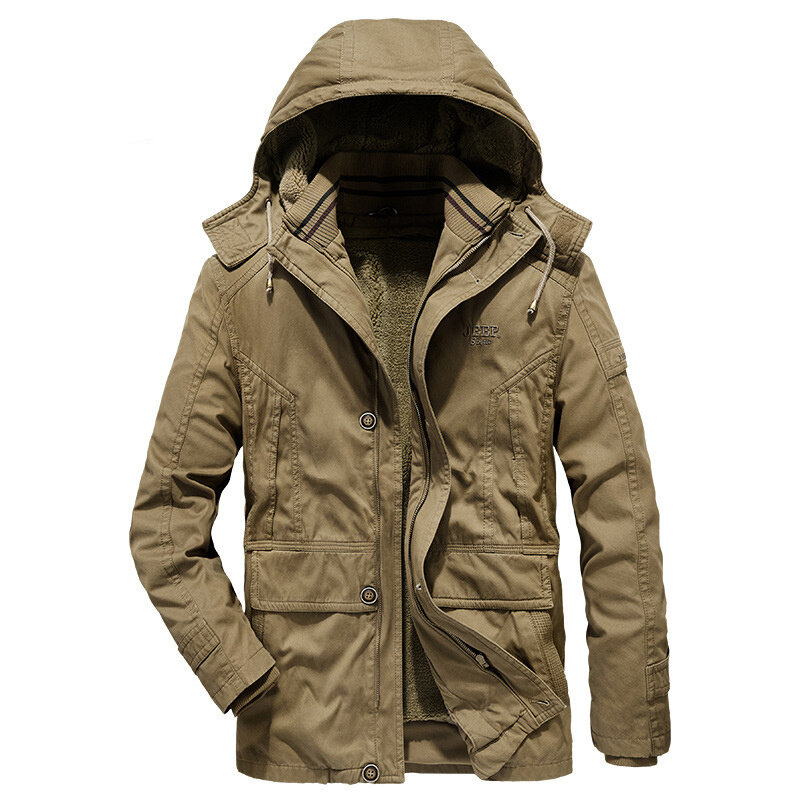 Veste coupe-vent 2 en 1 pour homme, manteau Long en cachemire, en coton épais et chaud, avec doublure amovible, grande taille, collection hiver M-5XL