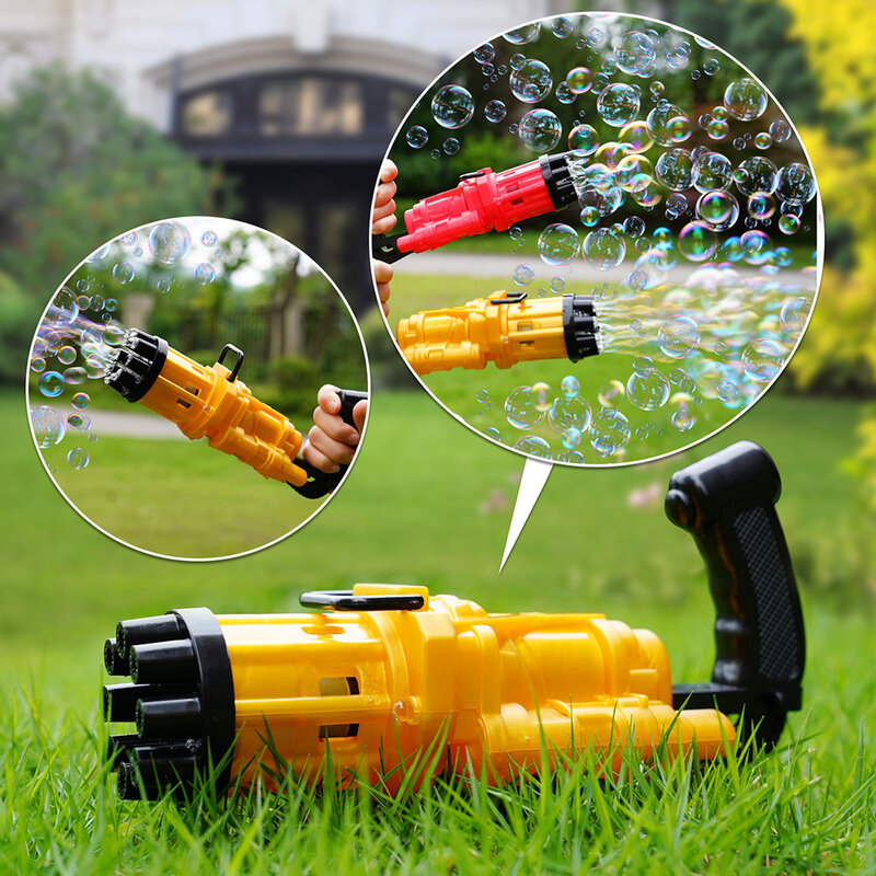 Kids Electric Automatic Gatling Bubble Gun Toys Summer Soap Water Bubble Machine 2-in-1 Bubble Machine For Children Gift Toys
