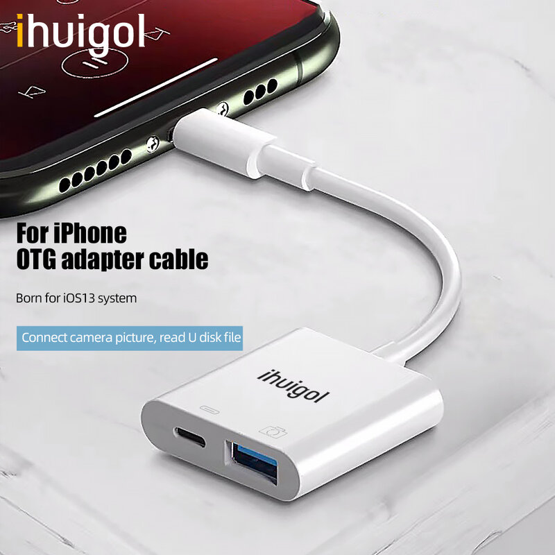 Ihuigol Otg Usb Voor Iphone Adapter Naar Usb 3.0 Converter Muis Toetsenbord U Disk Camera Cardreader Data Converter Voor Iphone 11 Pro
