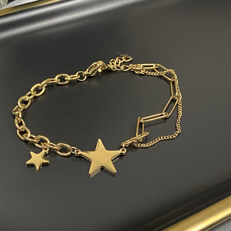 Boho Thick Gold Color Charm Bracelets Bangles 2022 New Fashion Jewelry 4pcs Punk Curb Cuban Chain Bracelets Set for Women Gifts