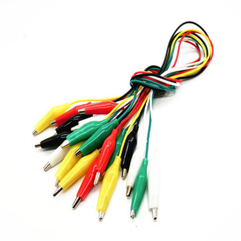 Pinzas de cocodrilo de cable de puente de Color, kit de cables de prueba DIY de doble punta, 50CM de ancho, 2,5mm, 10 unids/lote