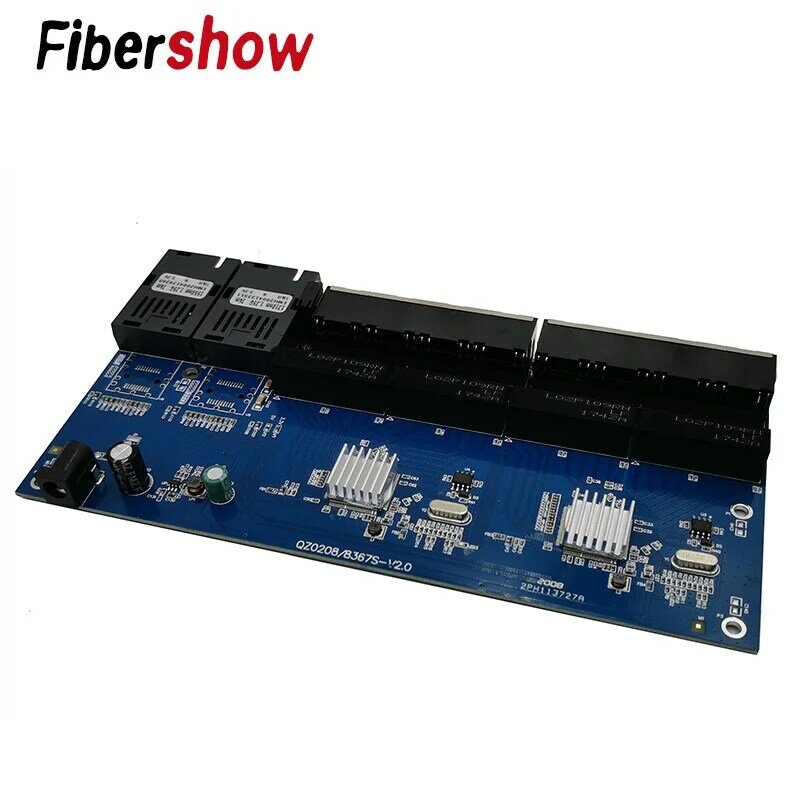 10/100/1000M Gigabit Ethernet switch Fiber Optical Media Converter PCBA 8 RJ45 UTP and 2 SC fiber Port  Board PCB 3KM 6 pieces