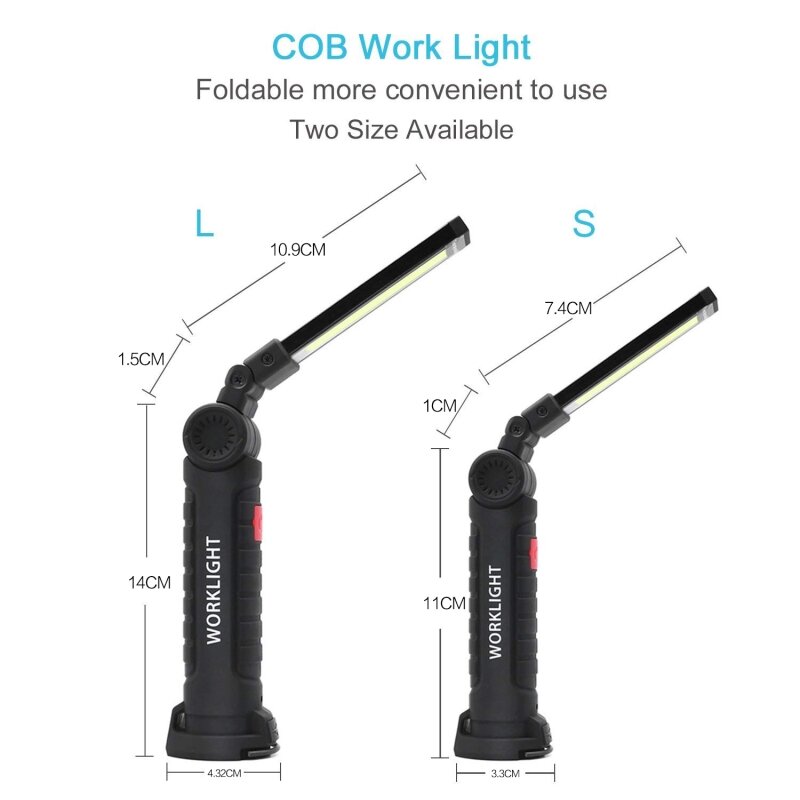 COB LED พับไฟทำงาน USB แบบชาร์จไฟได้ Glare ไฟฉายในตัวแบตเตอรี่ Multifunctional Camping ไฟฉาย