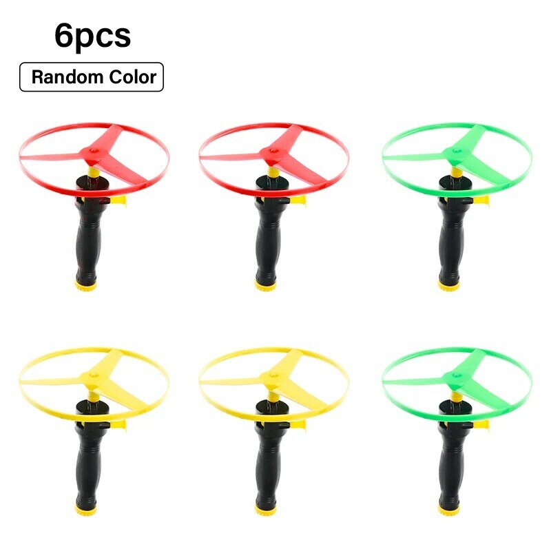 6pcs Flying Disc elica giocattoli bambini elicottero tirare corda dischi volanti cane Pet Chaser forniture di addestramento