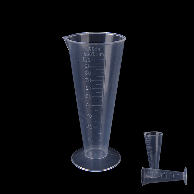 1 Pcs 100ml 투명 컵 규모 플라스틱 측정 컵 측정 도구 삼각형 측정 컵 규모 테이퍼