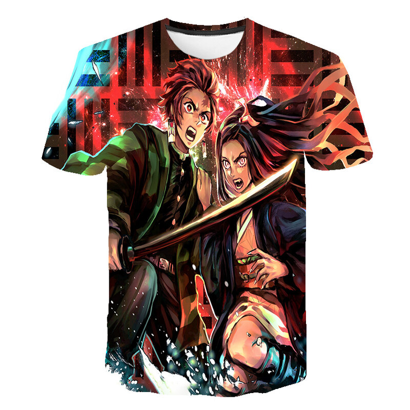 Demon Slayer Graphic top Tees Harajuku T-Shirt oversize Summer Kimetsu No Yaiba T-Shirt a maniche corte divertente maglietta Anime