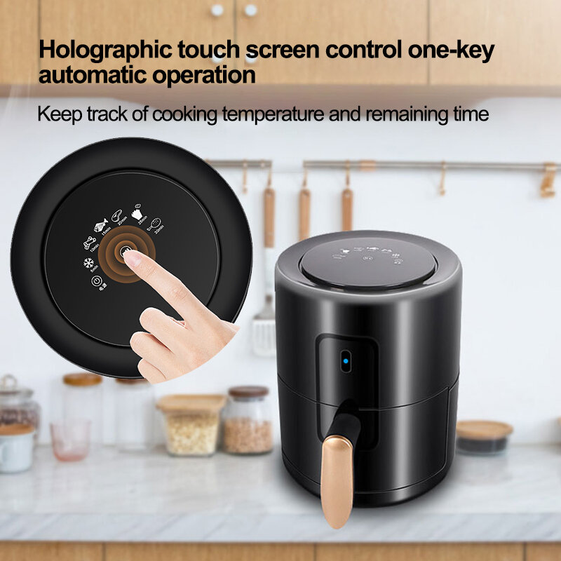 Fritadeira de ar inteligente sem óleo 1000w 2.5l, forno multifuncional, temporizador digital de toque com tela lcd