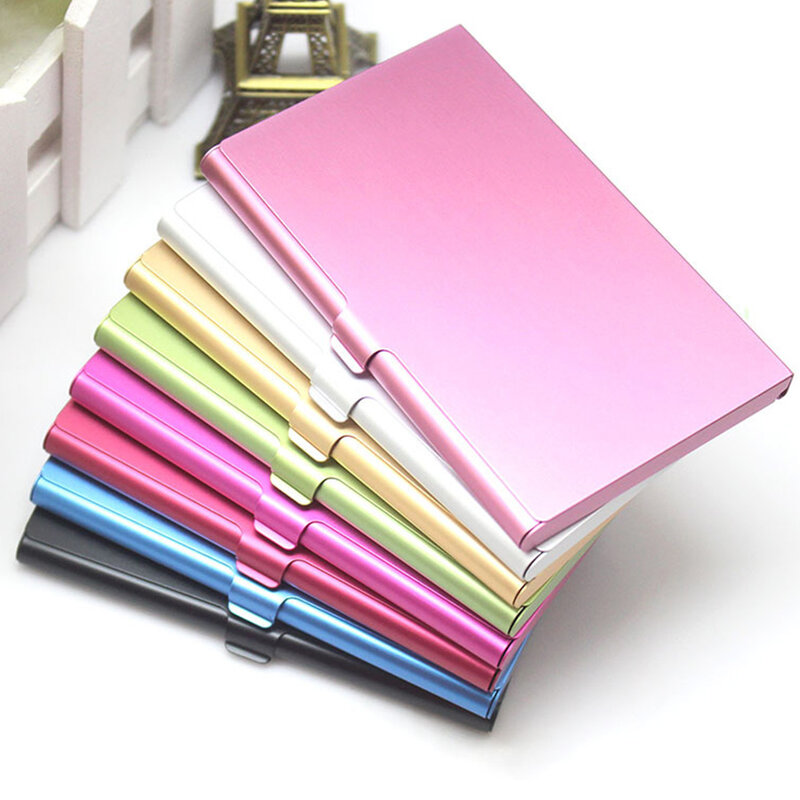 Fashion Card Holder Creative Aluminum Alloy Holder Box Cover Credit Business Card Case Solid Color Metal Box Card Cover Wallet