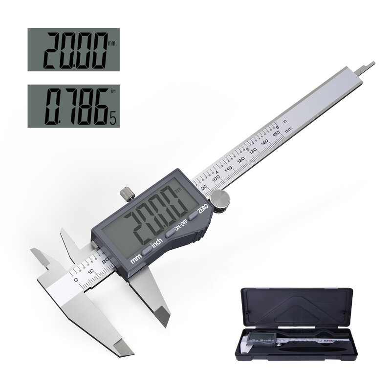 Meterk電気キャリパーステンレス鋼デジタルキャリパー6 "150mm測定器ツール精度0.01mm