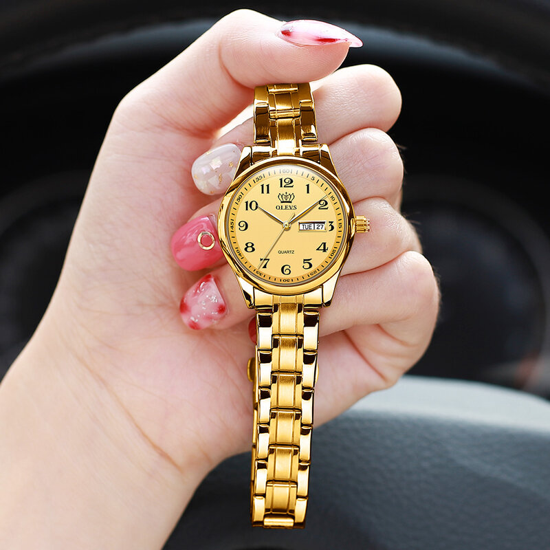 Marca de luxo relógios femininos à prova dgold água ouro aço inoxidável senhoras relógio casual vestido quartzo relógio de pulso para mulher reloj mujer