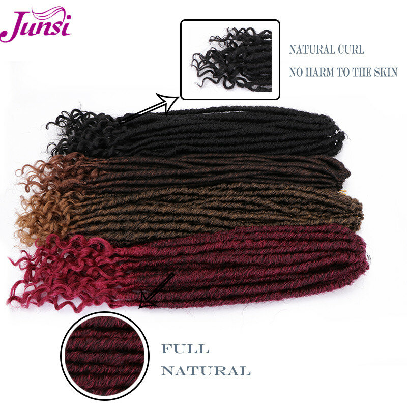 JUNSI-ضفائر اصطناعية مجعدة ، شعر مستعار صناعي مجعد أسود ، 16 20 بوصة ، وصلات شعر