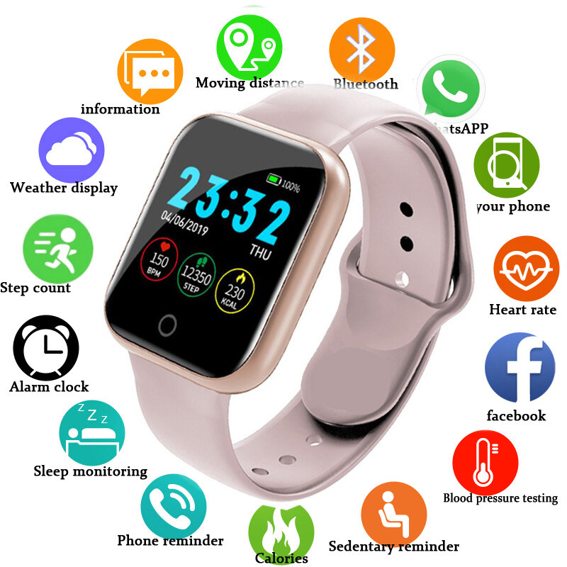 Relojes digitales electrónicos para hombres y mujeres, presión arterial, frecuencia cardíaca, rastreador impermeable, reloj deportivo inteligente para Android e IOS