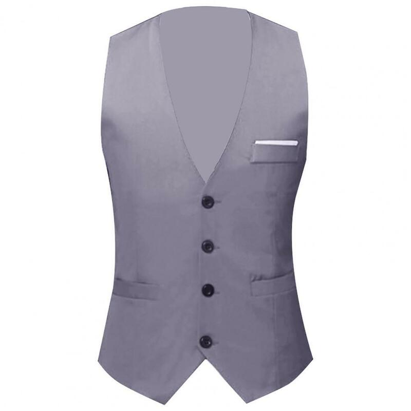 V-Neck 3 Button Slim Fit Formal Business Casual Waistcoat Jingjing1 Mens Suit Vest