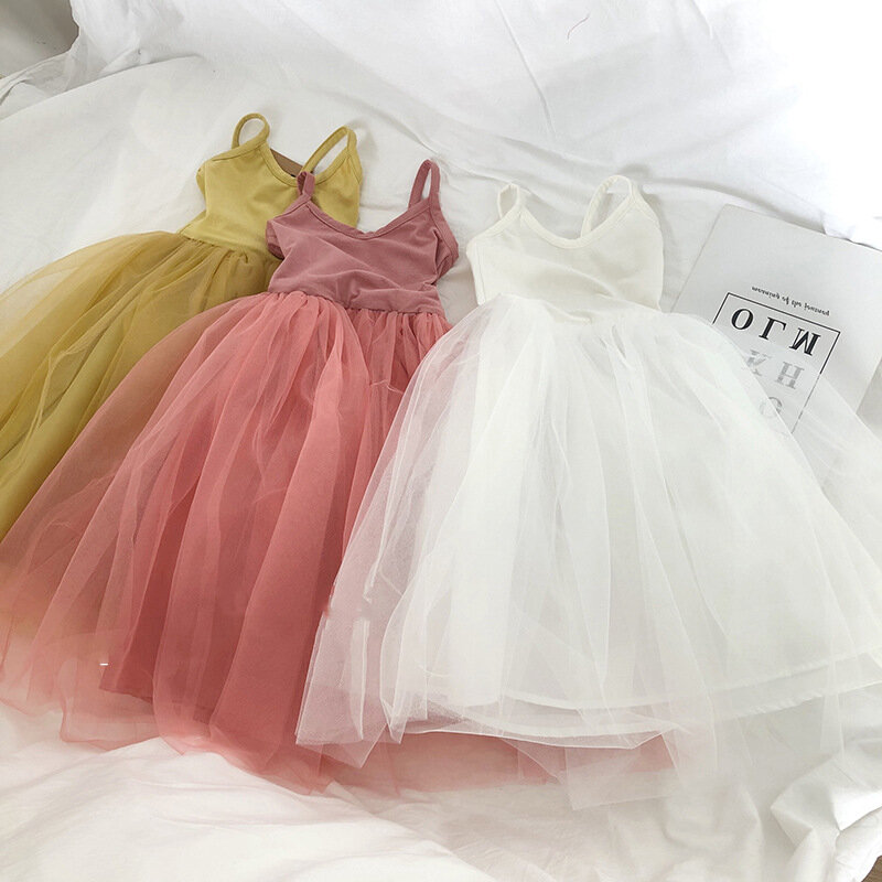 Novo verão bebê meninas moda lacework retalhos vestido estilo coreano menina suspender vestidos bonitos princesa vesitidos 3-7y