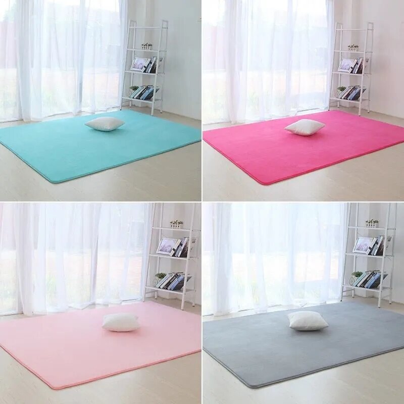 Grand tapis Simple de couleur unie, tapis de salle de bain antidérapant, rectangulaire, doux, respirant, tapis de sol pour canapé de salon