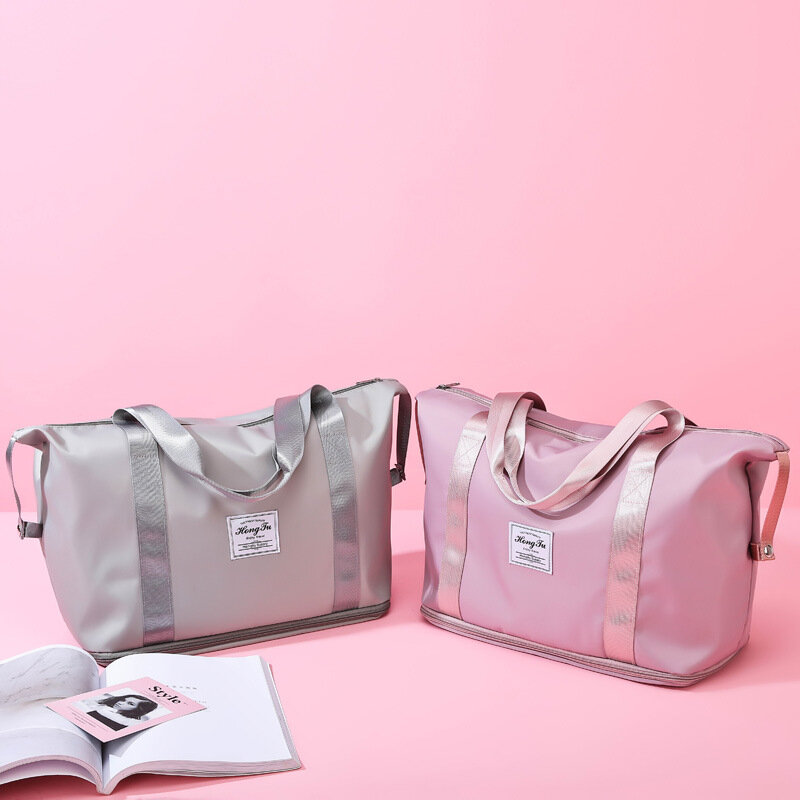 Casual Dry And Wet Separation Travel Bag Women Expandable Handbag Weekend Bag Luggage Yoga Gym Fitness Sport Swim Bag Duffel Bag