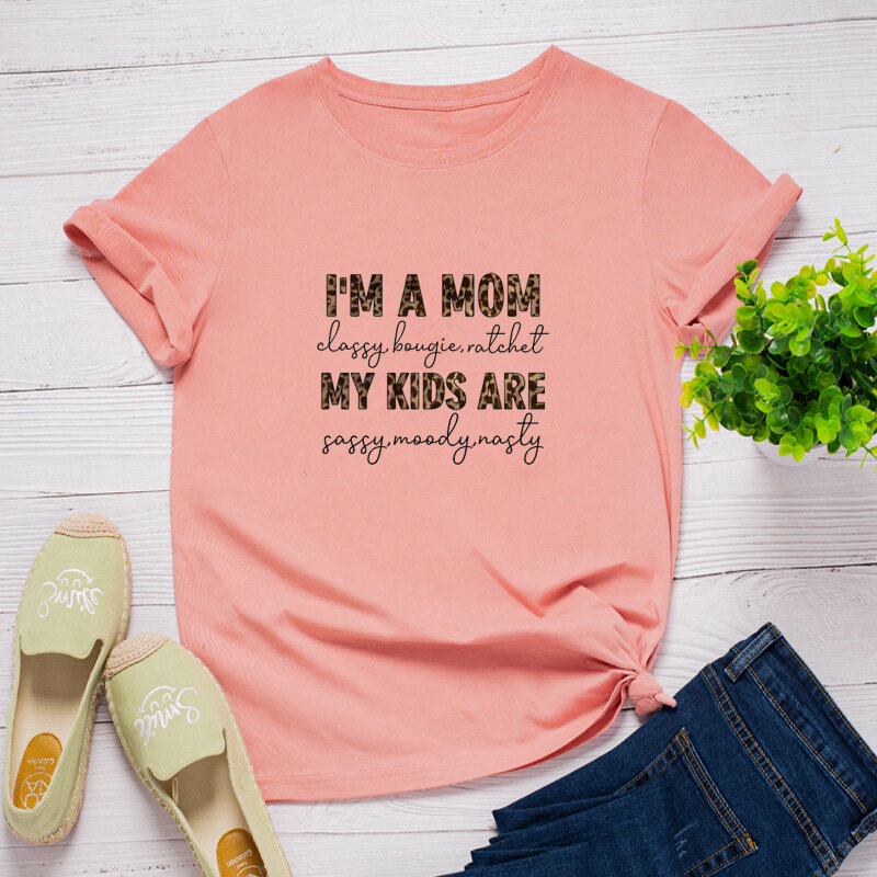 Ik Ben Een Moeder Luipaard Brief Print Vrouwen T-shirt Korte Mouw O Hals Losse Vrouwen T-shirt Dames Tee Shirt tops Camisetas Mujer
