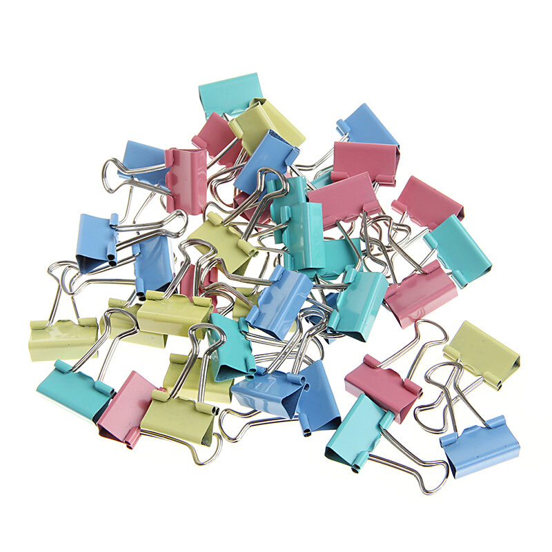 40Pcs Colorful Metal Binder Clips File Paper Clip Office Supplies 19mm Width