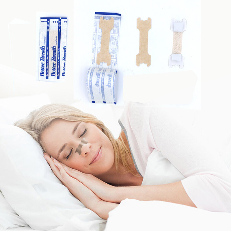 100ชิ้น/ล็อต(55x16มิลลิเมตร)ป้องกันการนอนกรนแถบจมูกหายใจที่ดีขึ้นขวาแถบจมูกหยุดการนอนกรนอุปกร...