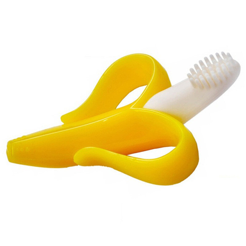 Bebê mordedor brinquedos toddle seguro bpa livre banana dentição anel silicone mastigar cuidados dentários escova de dentes contas de enfermagem presente para infantil