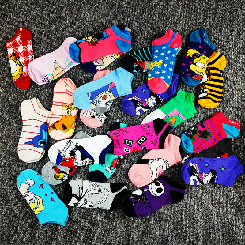Носки ALYDamei с мультяшным рисунком, короткие носки-лодочки, креативные носки, 5 пар