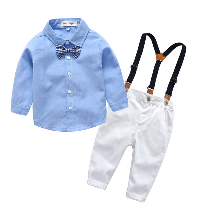 Popodion abito per bambini primavera e autunno bavaglino lungo + camicia Top a maniche lunghe CHD20440
