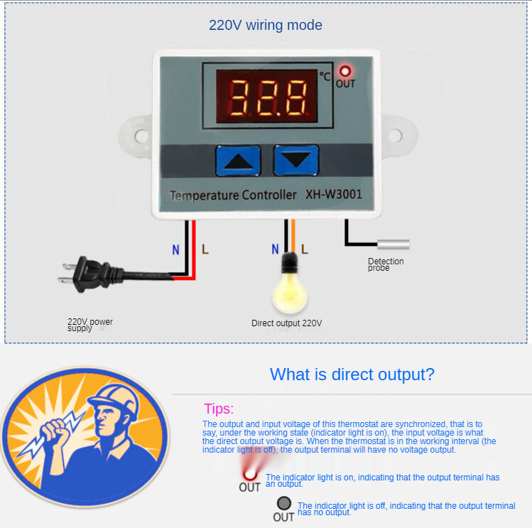 Régulateur de température numérique 2V/24V/110V/220V, thermostat à capteur NTC pour le refroidissement et le chauffage