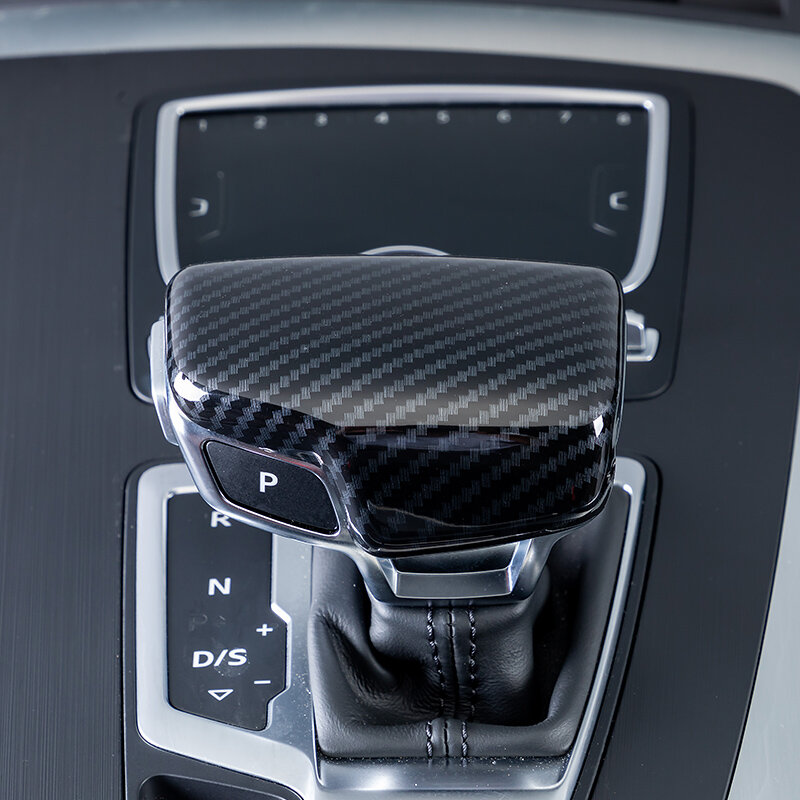 車のスタイリングコンソールギアシフトハンドルヘッドフレームカバー炭素繊維ステッカーアウディA4 B8 B9 A5 A6 A7 Q7 q5 インテリアアクセサリー