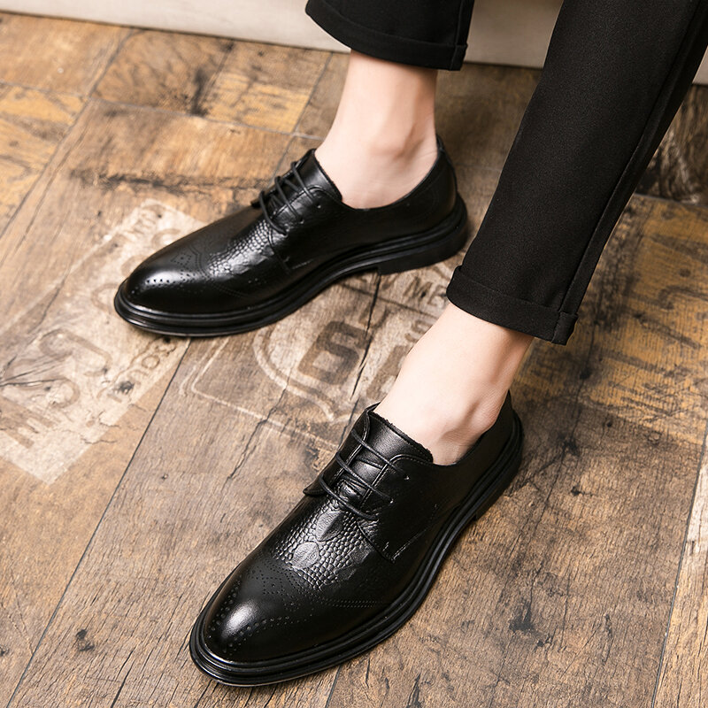 Sapatos para homens de couro básico sapatos de casamento vestido de negócios dos homens sapatos preto marrom oxford sapatos homem respirável estilo britânico apartamentos