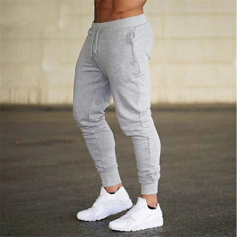 Esportes masculinos calças de jogging calças casuais treinamento diário algodão respirável correndo sweatpants tênis futebol jogar ginásio calças