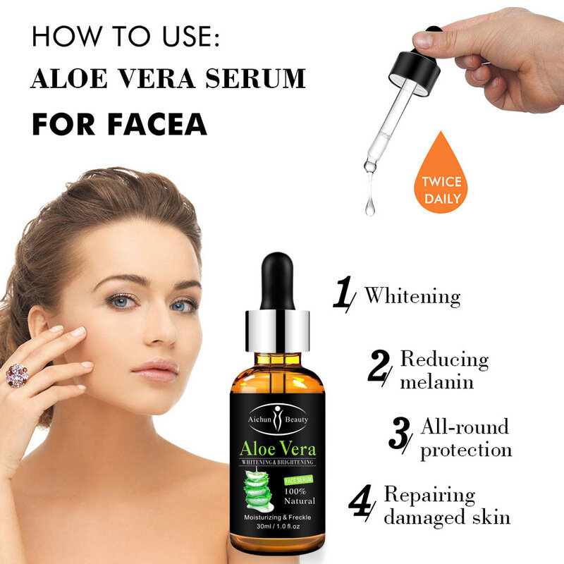 Aloe Vera Gesicht Serum Öl Kontrolle Nach Sonne Reparatur Feuchtigkeitsspendende Gesichts Essenz Poren Schrumpfung Anti Aging Hautpflege Lösung