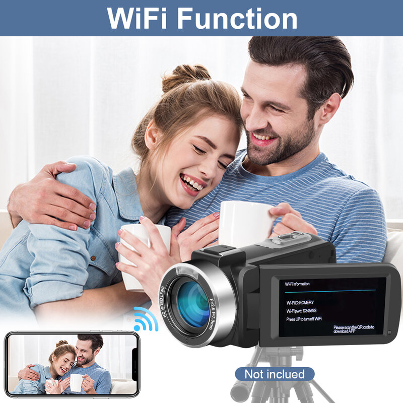 สินค้าใหม่กล้องวิดีโอดิจิตอลสำหรับYoutube 4K 56MPหน้าจอสัมผัสWecam Night Vision HD WiFiในตัวเติมแสง