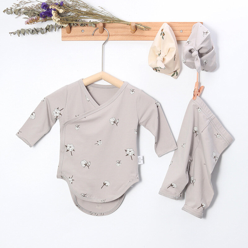 Yg niemowlę i maluch trzyczęściowy zestaw męski i żeński dziecko bawełna drukowana z długim rękawem odzież wspinaczkowa noworodka Ha ubrania Plus P