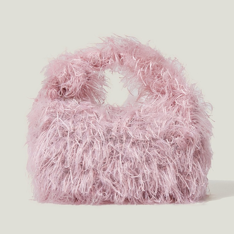 Dorywczo puszyste futra kobiet torebki moda Croissant torby na ramię dla kobiet miękki pluszowy panie torebki Furry super torba z rączką