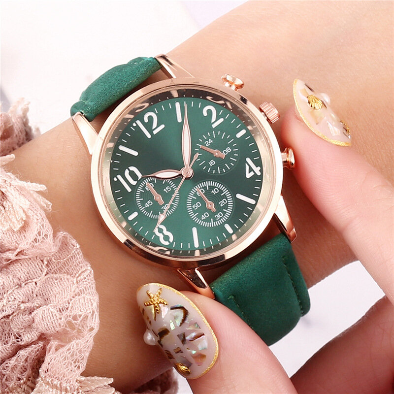 WOKAI nowy zegarek kobiety moda pasek ze skóry zegarki proste damskie małe pokrętło zegar kwarcowy sukienka na rękę Reloj mujer