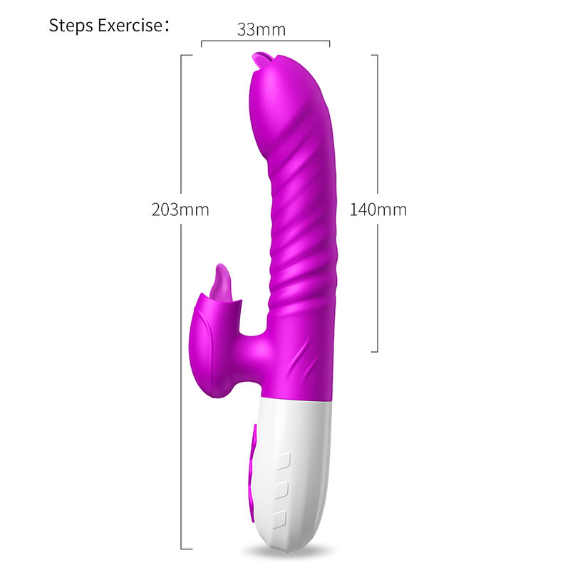 Consolador vibrador de doble lengua con vibrador giratorio telescópico para mujer, estimulador Anal de clítoris vaginal, Juguete