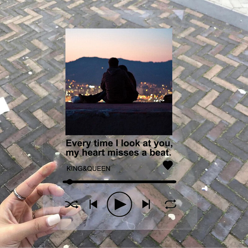 วันวาเลนไทน์ที่กำหนดเองรหัส Spotify อะครีลิค Board Glass ภาพส่วนตัวสไตล์คู่อะคริลิคครบรอบ Photo Album แผ่น
