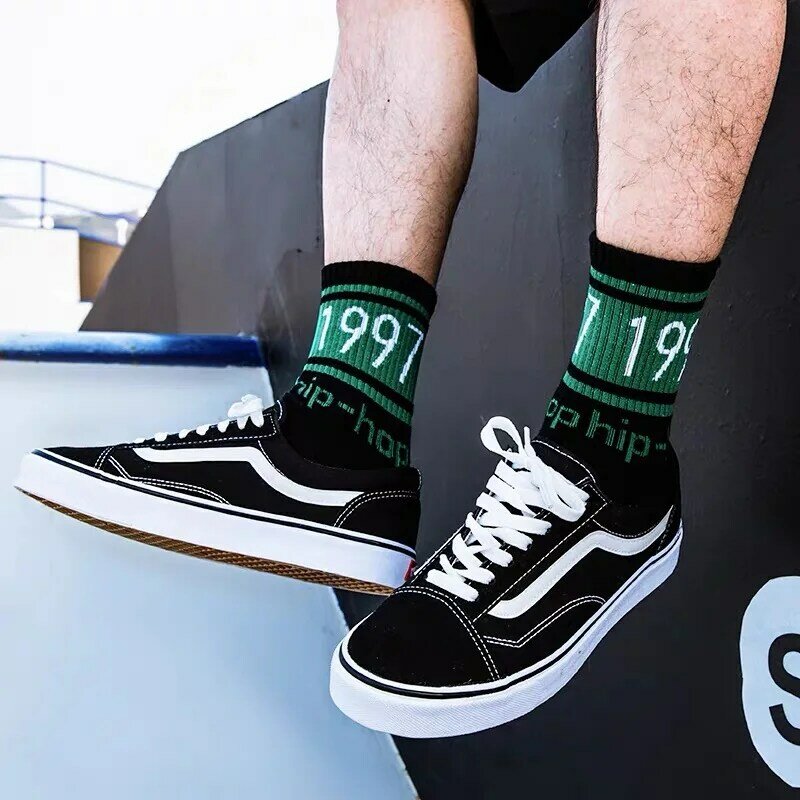 1 par ins estilo masculino/feminino meias de algodão nova maré meias no tubo rua montado hip hop skate meias esportivas