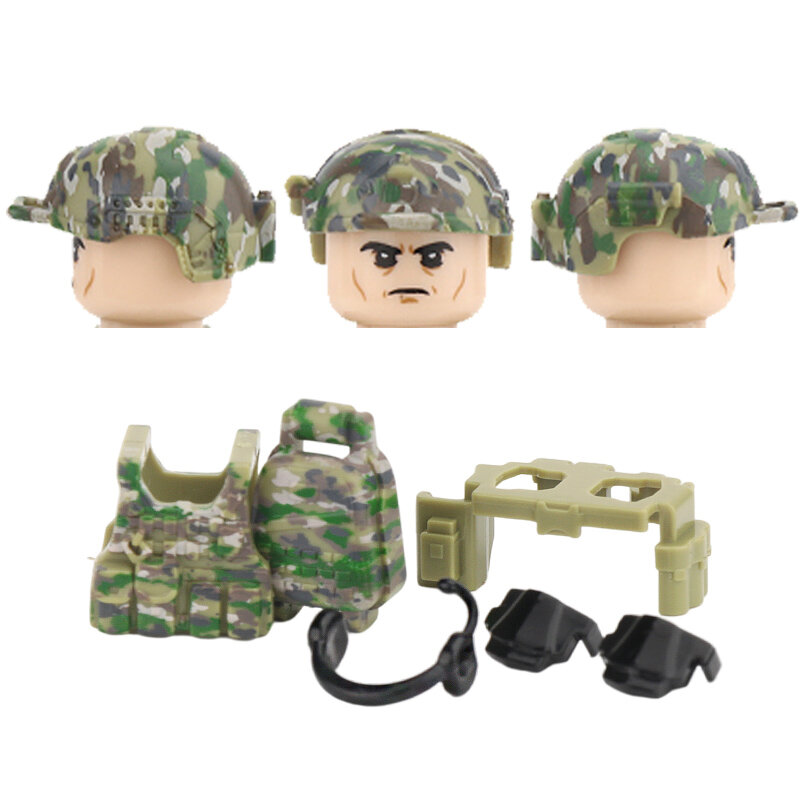 Bloques de construcción para niños, juguete de ladrillos para armar arma de las fuerzas especiales del Delta, Ejército de la jungla, figuras de soldados de camuflaje, casco
